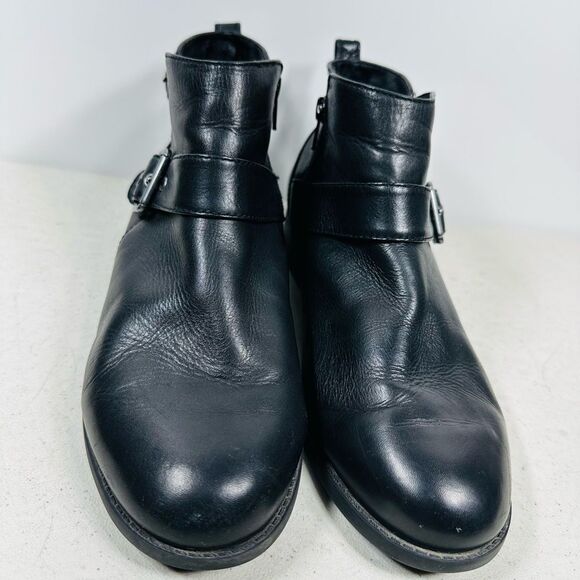 Vionic logan women’s size 9 black leather zip up ankle boots SFB - Picture 3 of 8